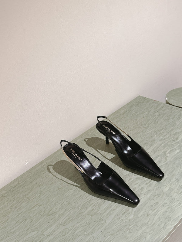 BLAKE SLINGBACK PUMPS 80 IN BLACK LEATHER