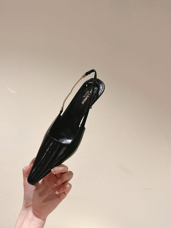 BLAKE SLINGBACK PUMPS 80 IN BLACK LEATHER