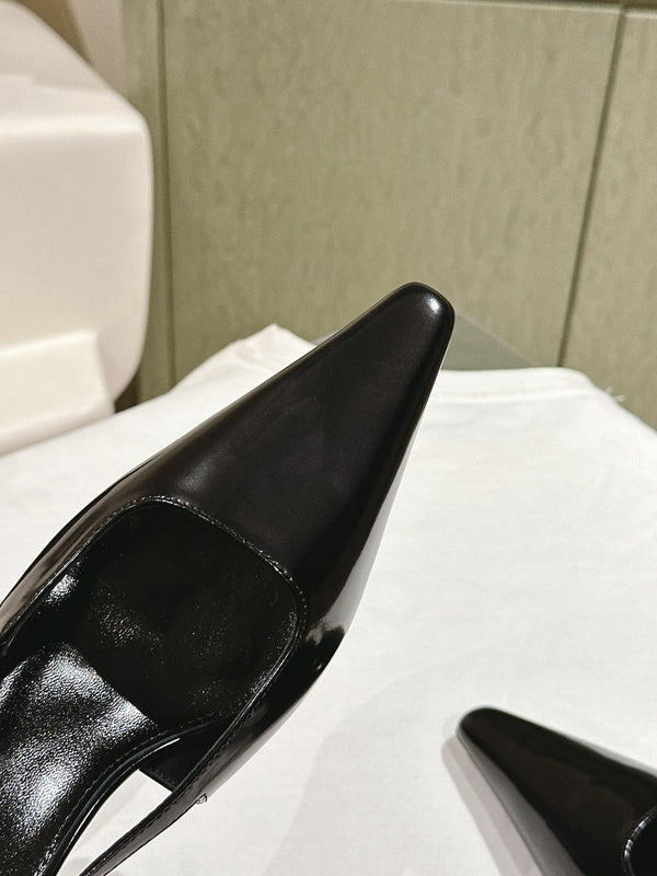 BLAKE SLINGBACK PUMPS 80 IN BLACK LEATHER