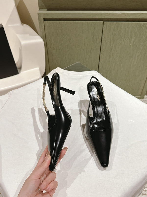 BLAKE SLINGBACK PUMPS 80 IN BLACK LEATHER