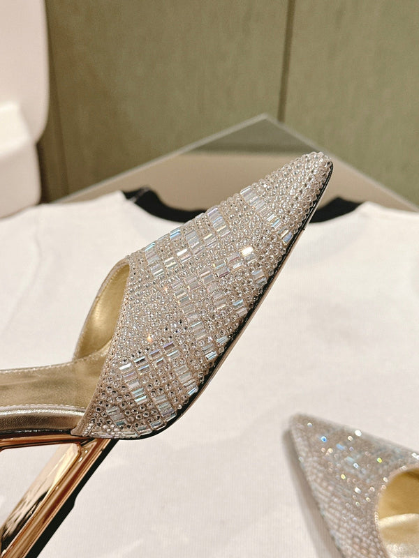 FENDI SEQUINS HIGH-HEELED SLINGBACK 85MM GOLD