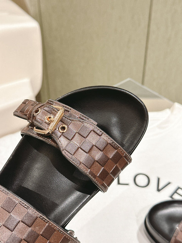 lv sandal mule bomdia brown damier calfskin