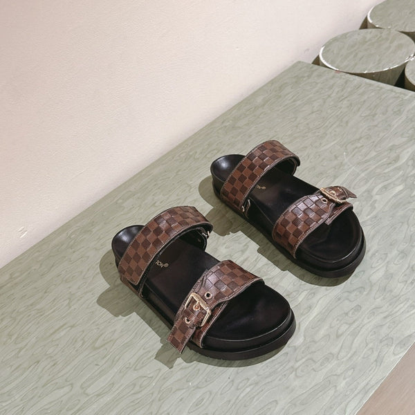 lv sandal mule bomdia brown damier calfskin