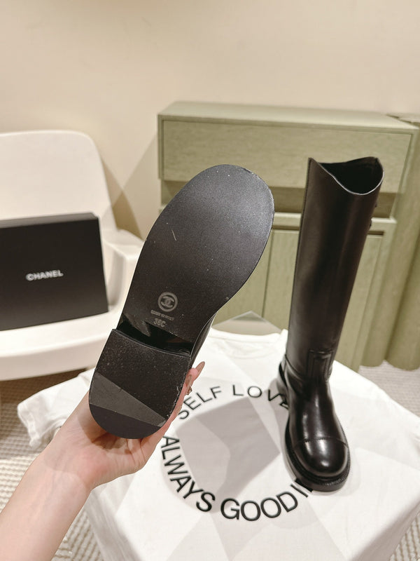 CC HIGH BOOTS BLACK CALFSKIN 768996