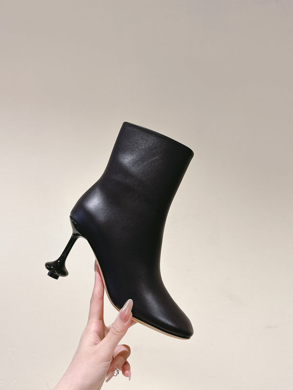 Loewe Round-Toed Boots 85mm Black Mixed Sheepskin 448450