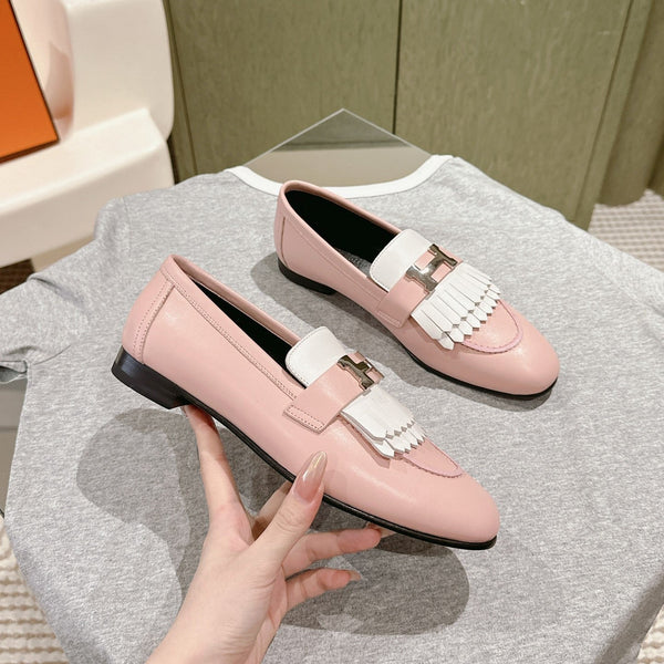 HM Mocassins Royal Loafers Muted Pink White Sheepskin 445006