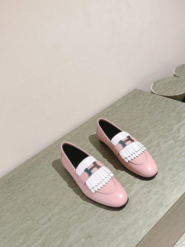 HM Mocassins Royal Loafers Muted Pink White Sheepskin 445006