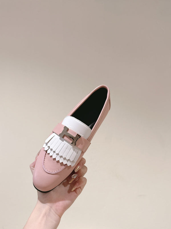 HM Mocassins Royal Loafers Muted Pink White Sheepskin 445006