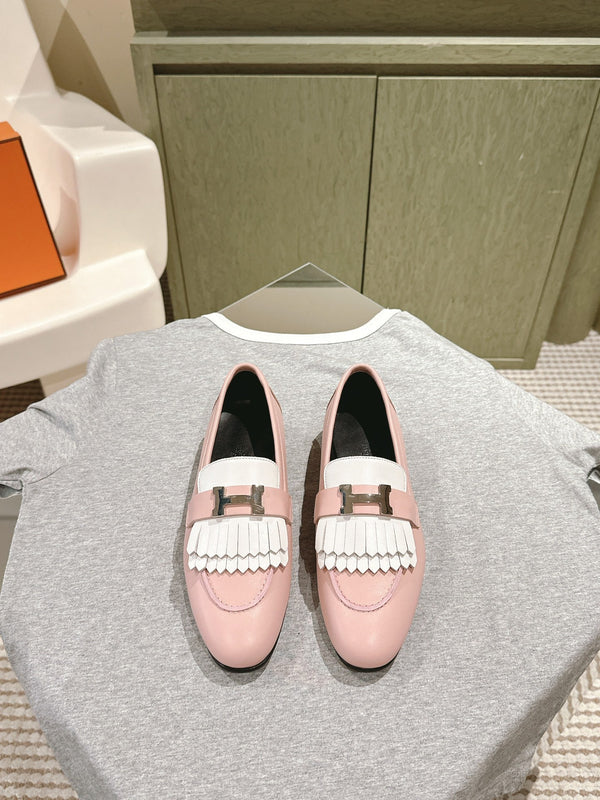 HM Mocassins Royal Loafers Muted Pink White Sheepskin 445006