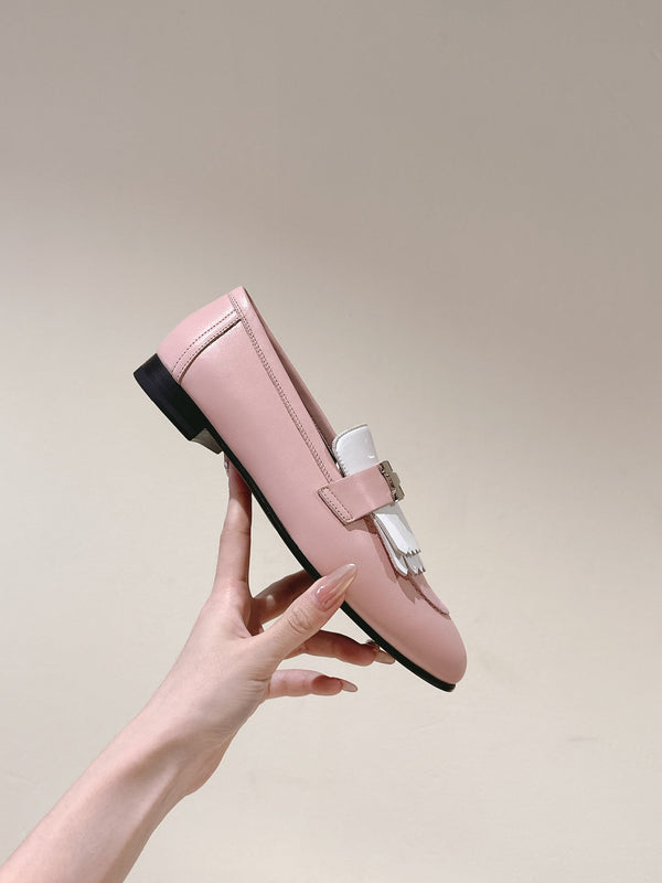 HM Mocassins Royal Loafers Muted Pink White Sheepskin 445006