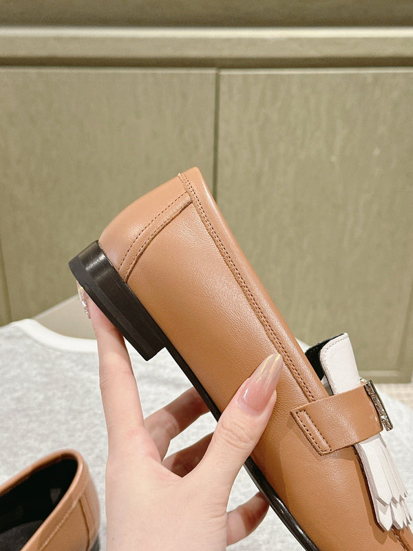 HM Mocassins Royal Loafers Caramel White Sheepskin 445008