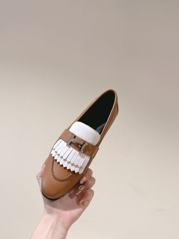 HM Mocassins Royal Loafers Caramel White Sheepskin 445008