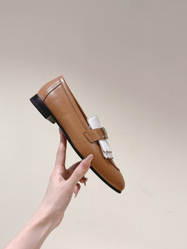 HM Mocassins Royal Loafers Caramel White Sheepskin 445008