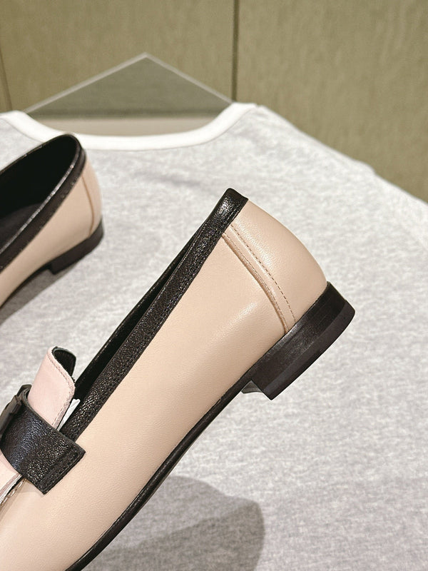 HM Mocassins Royal Loafers Black Beige Sheepskin 445009