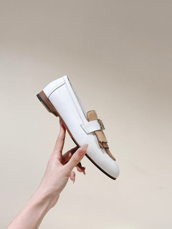 HM Mocassins Royal Loafers White Beige Sheepskin 445010