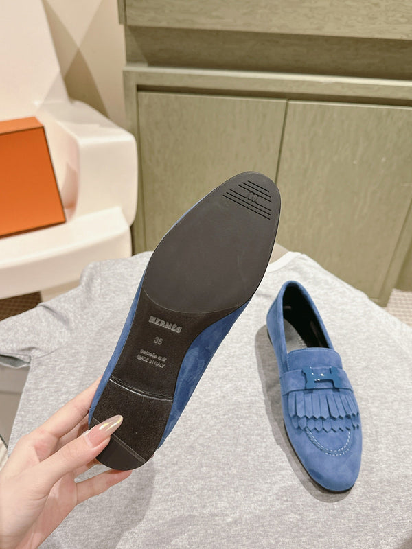 HM Mocassins Royal Loafers Blue Suede 445016