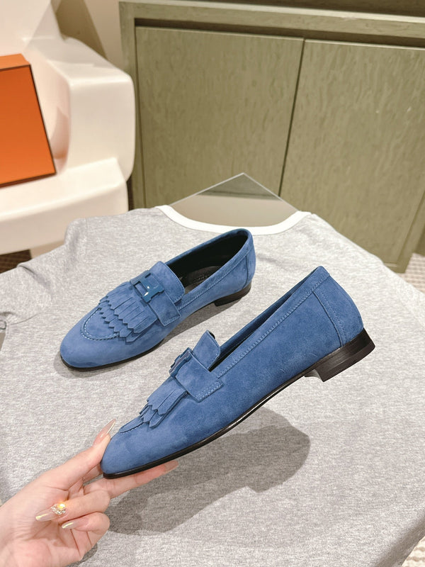 HM Mocassins Royal Loafers Blue Suede 445016