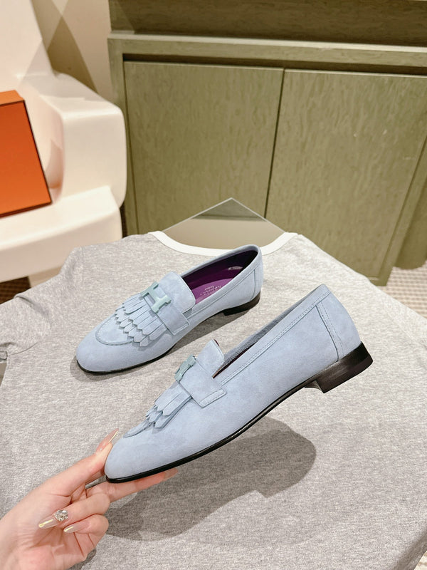 HM Mocassins Royal Loafers Pastel Blue Suede 445015