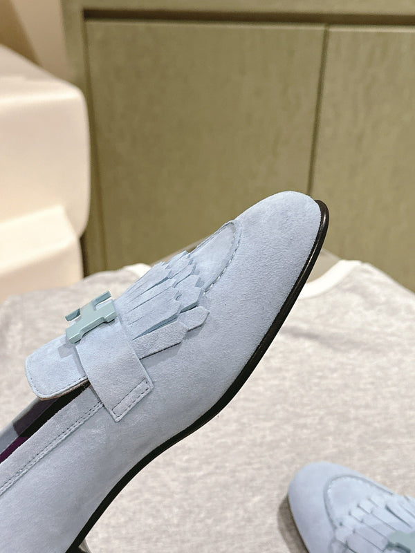 HM Mocassins Royal Loafers Pastel Blue Suede 445015