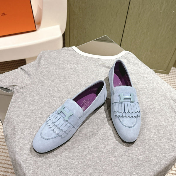 HM Mocassins Royal Loafers Pastel Blue Suede 445015
