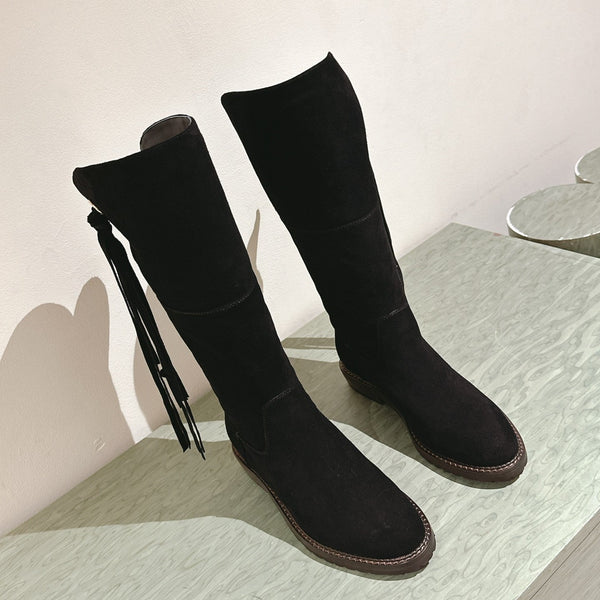 CC Knee-High Boots 40mm Black Suede Leather 447192