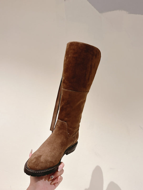 CC Knee-High Boots 40mm Brown Suede Leather 447193