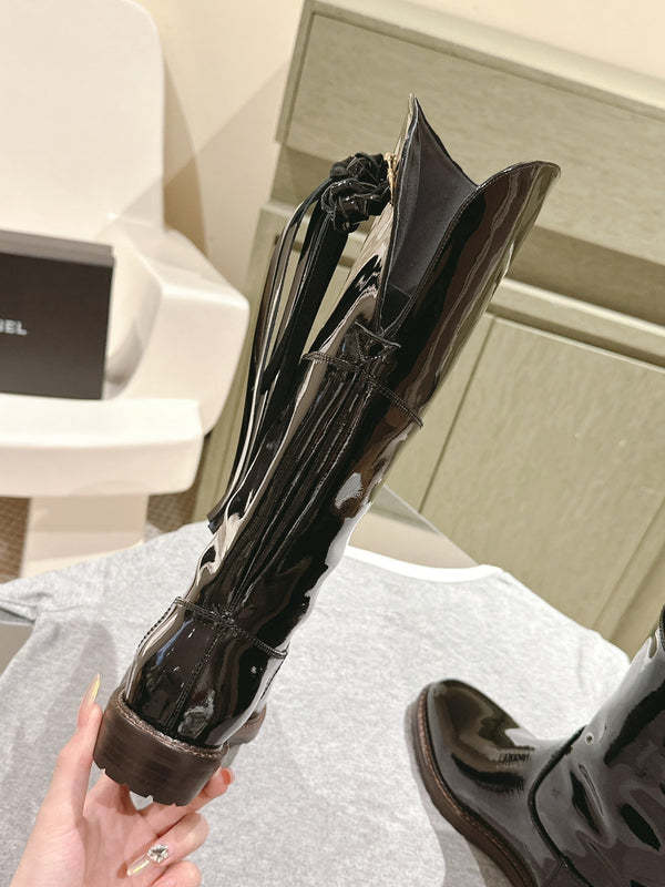 CC Knee-High Boots 40mm Black Patent Leather 447194