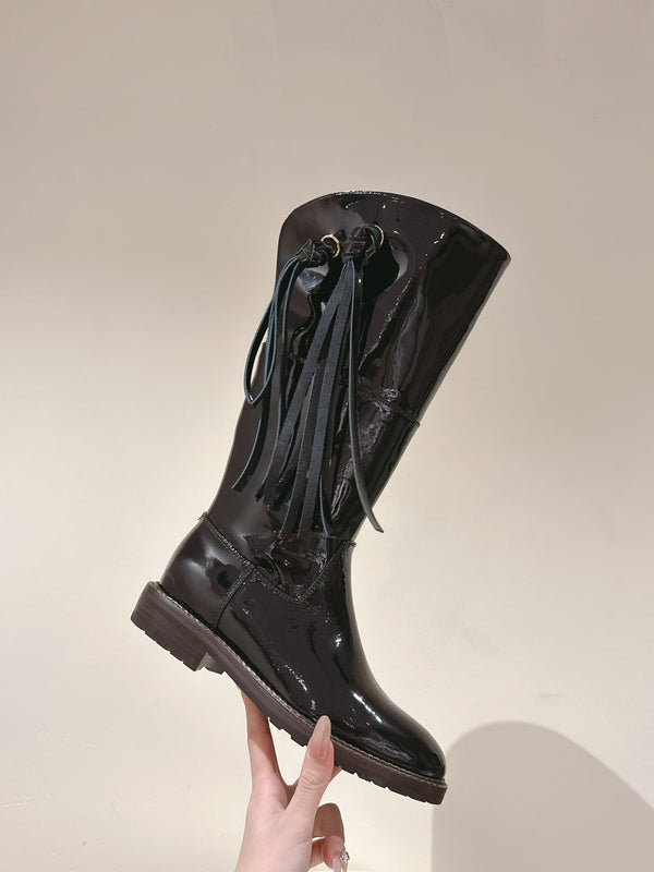 CC Knee-High Boots 40mm Black Patent Leather 447194