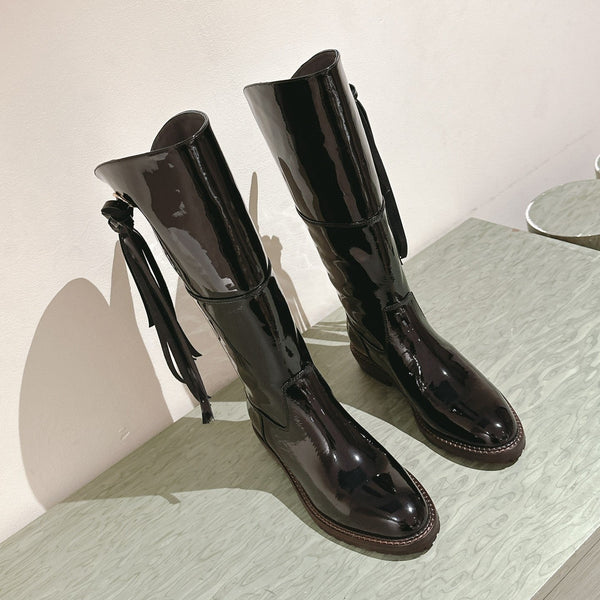 CC Knee-High Boots 40mm Black Patent Leather 447194