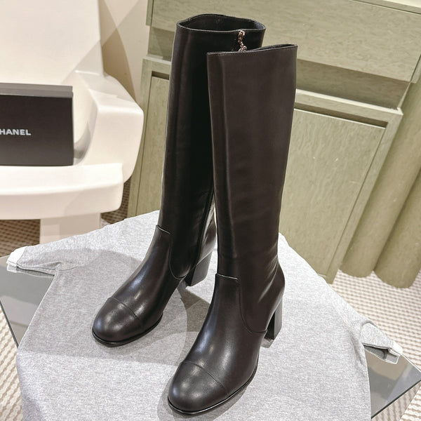 CC 24 FW Knee-High Boots 70mm Black Cowhide 447190