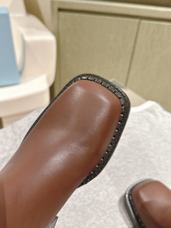 PRA Knee High Boots 55mm in Chocolate Cowhide 449722