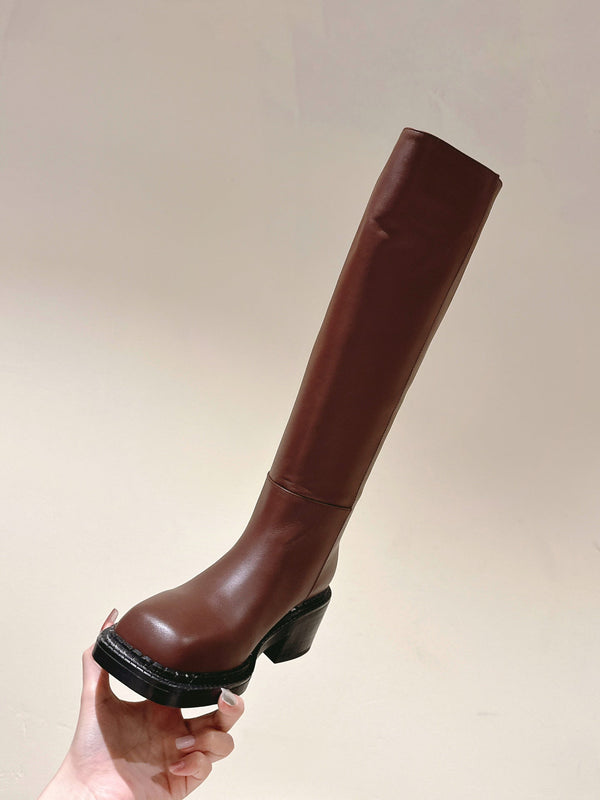 PRA Knee High Boots 55mm in Chocolate Cowhide 449722
