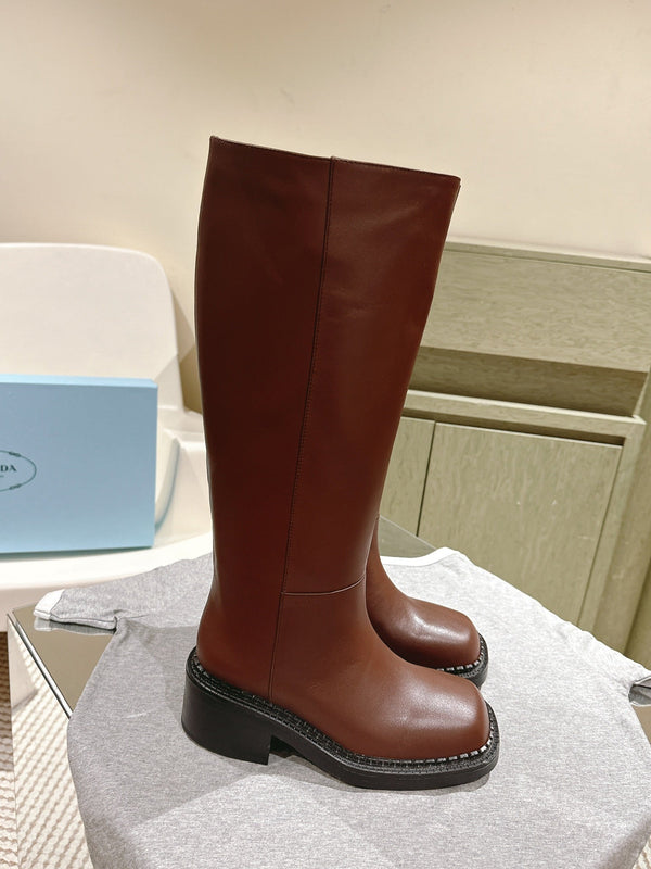 PRA Knee High Boots 55mm in Chocolate Cowhide 449722