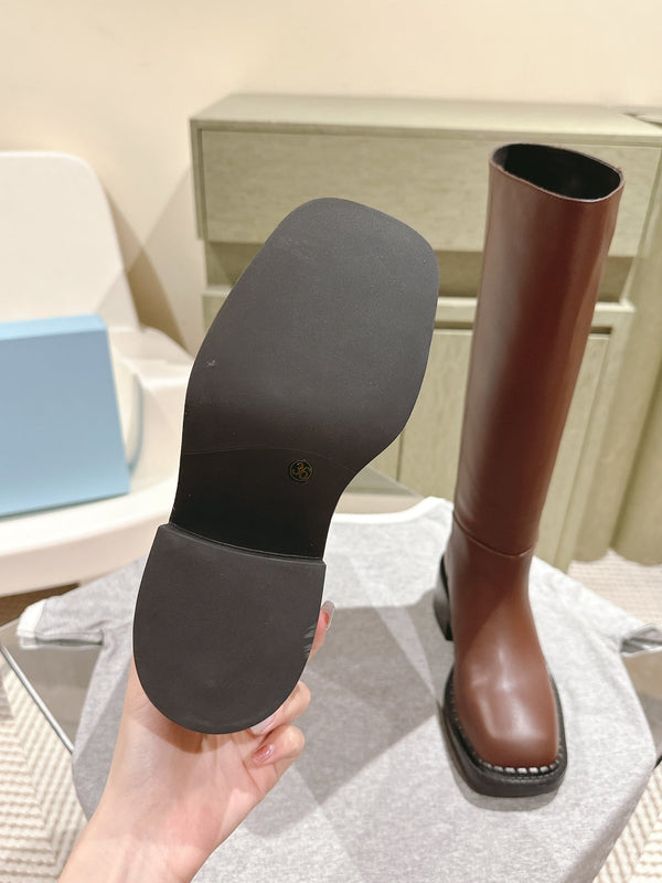 PRA Knee High Boots 55mm in Chocolate Cowhide 449722