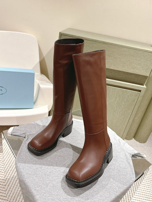 PRA Knee High Boots 55mm in Chocolate Cowhide 449722