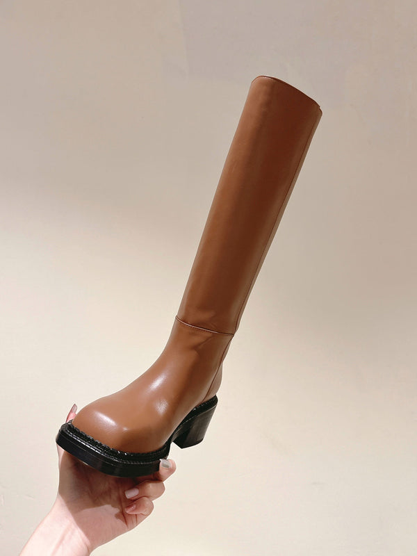 PRA Knee High Boots 55mm in Brown Cowhide 449723