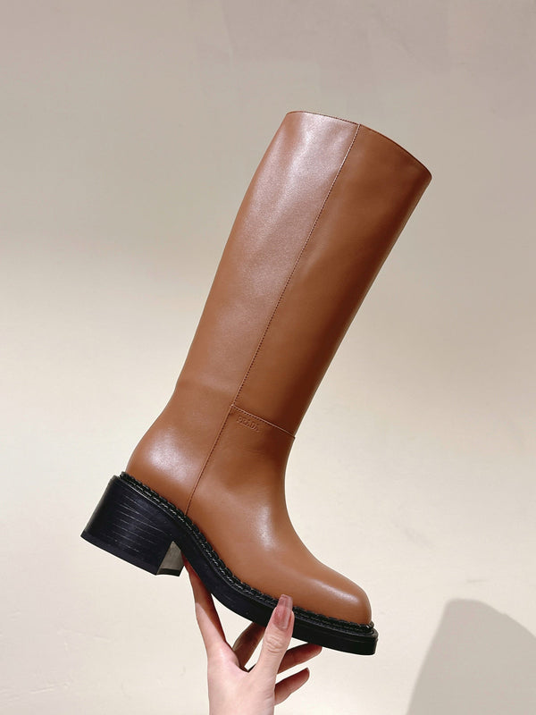 PRA Knee High Boots 55mm in Brown Cowhide 449723