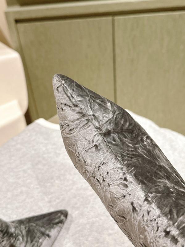 Stivaletti CC 85mm Tessuto Velluto Ruvido Argento