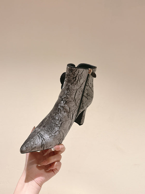 Stivaletti CC 85mm Tessuto Velluto Ruvido Argento