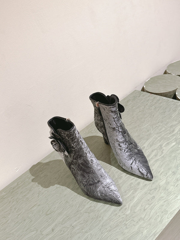 Stivaletti CC 85mm Tessuto Velluto Ruvido Argento