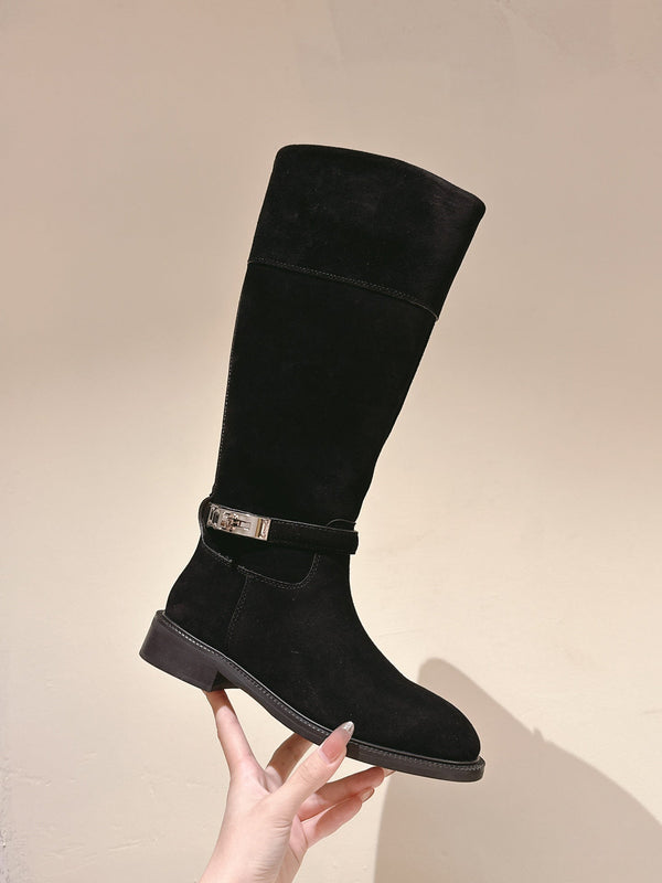 HM 24ss Kelly Martin Long Boots 35mm Black Suede 445502