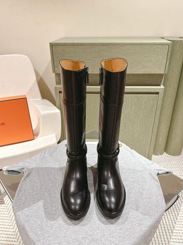 HM 24ss Kelly Martin Long Boots 35mm Black Cowhide 445504