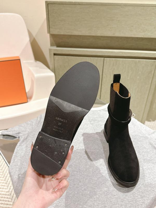 HM 24ss Kelly Martin Short Boots 35mm Black Suede 445505