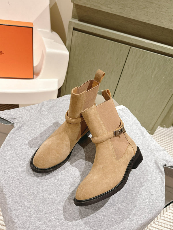 HM 24ss Kelly Martin Short Boots 35mm Beige Suede 445506