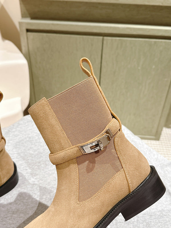 HM 24ss Kelly Martin Short Boots 35mm Beige Suede 445506