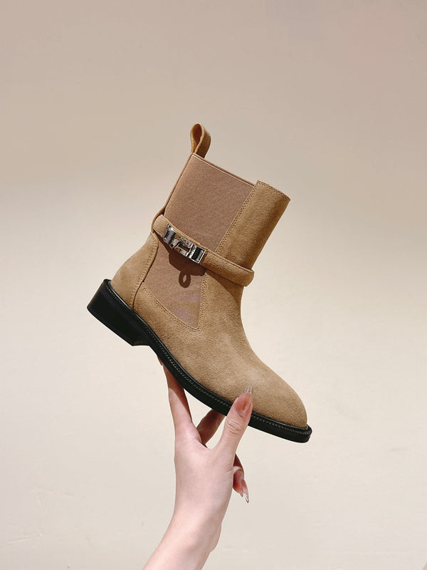 HM 24ss Kelly Martin Short Boots 35mm Beige Suede 445506