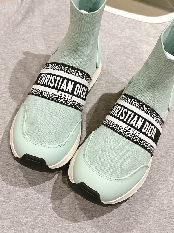 CD High-Top Sneaker 40mm Jade Green Stretch Wool And Lambskin