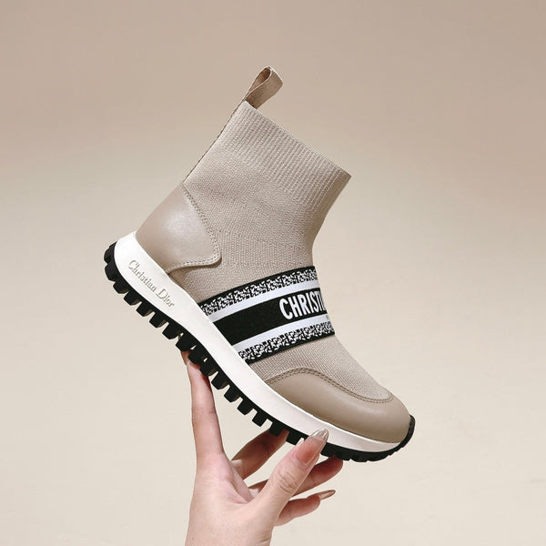 CD High-Top Sneaker 40mm Beige Stretch Wool And Lambskin