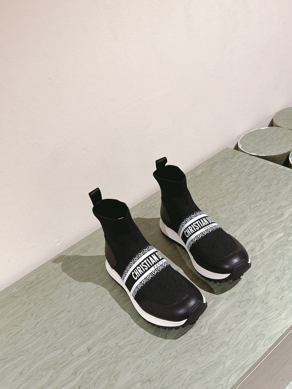 CD High-Top Sneaker 40mm Black Stretch Wool And Lambskin