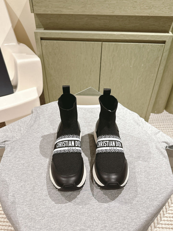 CD High-Top Sneaker 40mm Black Stretch Wool And Lambskin